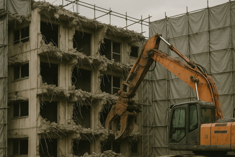 取り壊されるマンション