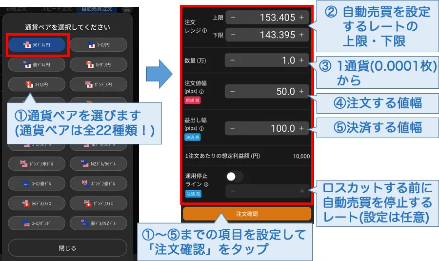 自動売買の注文方法(スマートフォンをご利用の方) | FX | 松井証券